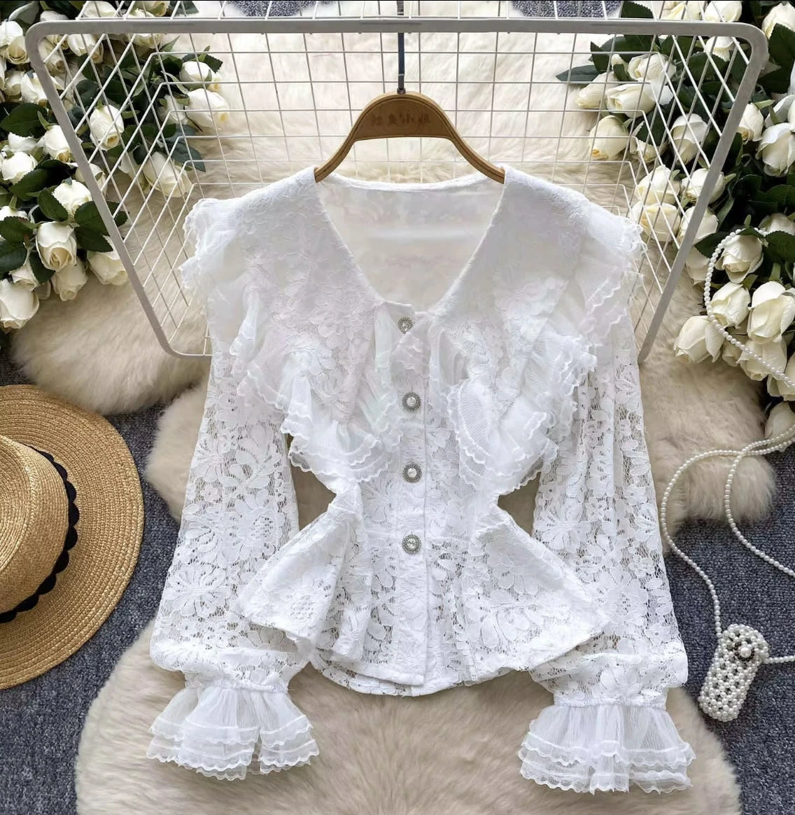 Ivory Bloom Ruffle Edge Shirt