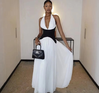 Halter Neck Monochrome Dress
