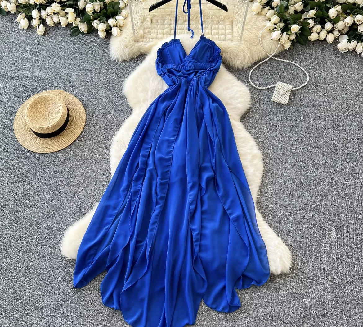 Luna blue ruffled dress
