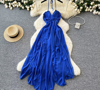 Luna blue ruffled dress