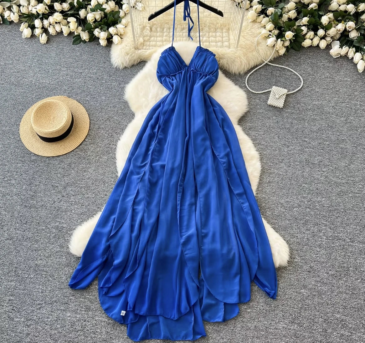 Luna blue ruffled dress