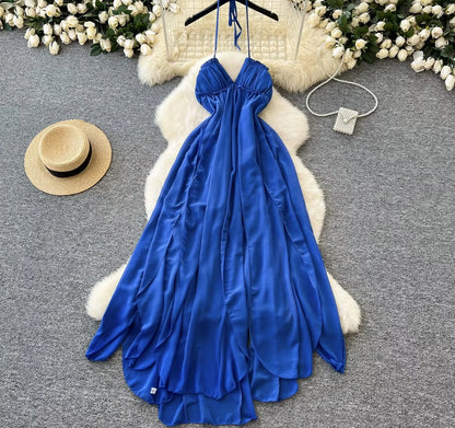 Luna blue ruffled dress