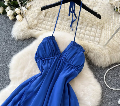 Luna blue ruffled dress