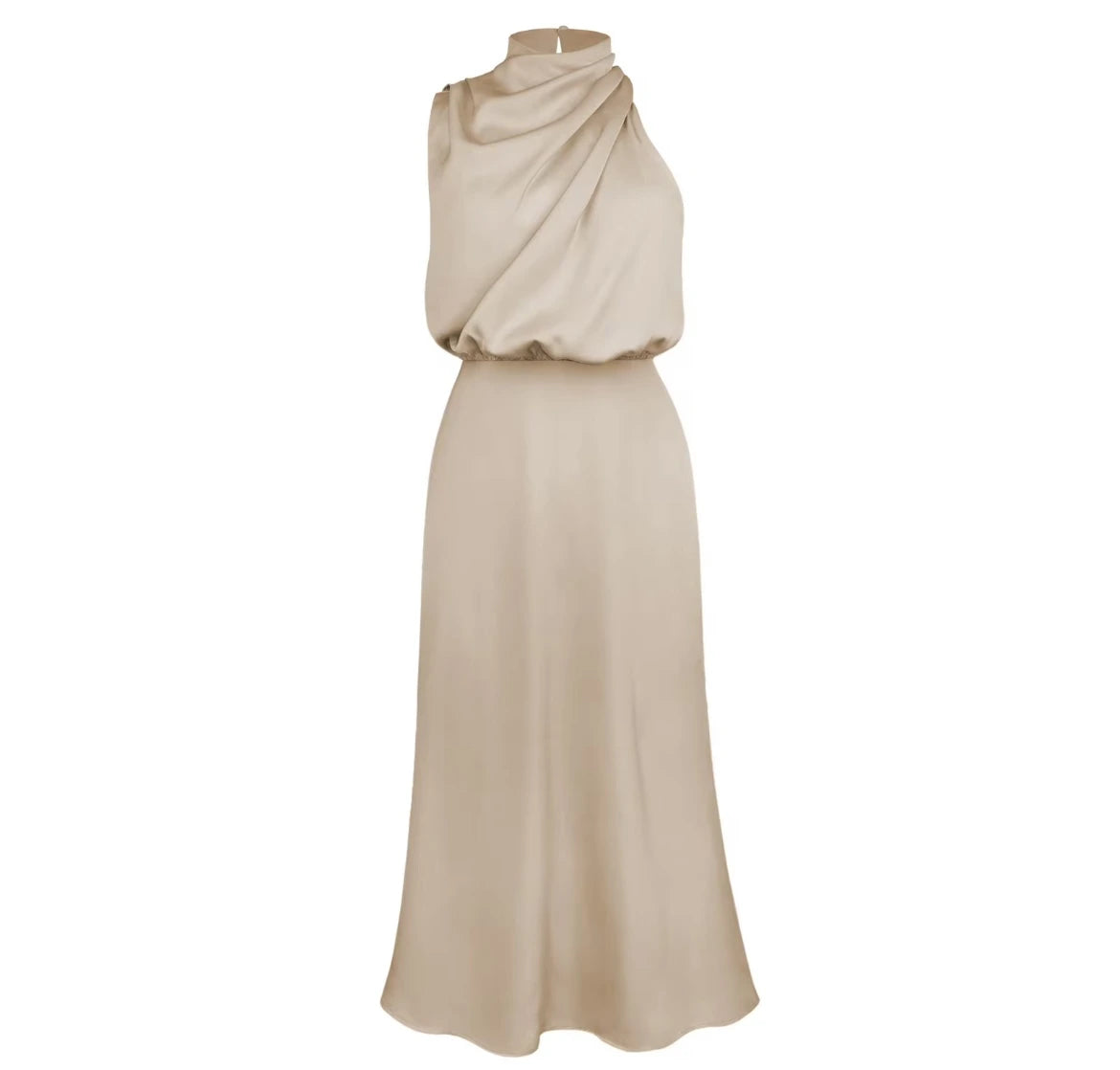 Satin Long Sleeveless Evening Dress