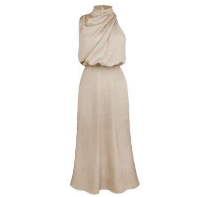 Satin Long Sleeveless Evening Dress