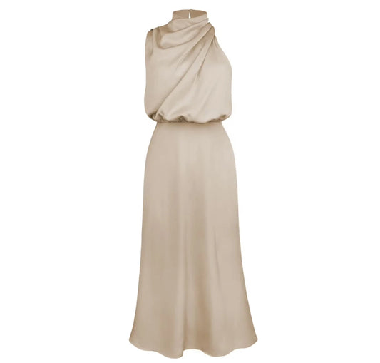 Satin Long Sleeveless Evening Dress