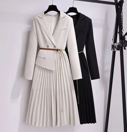 Beige Command Blazer Dress