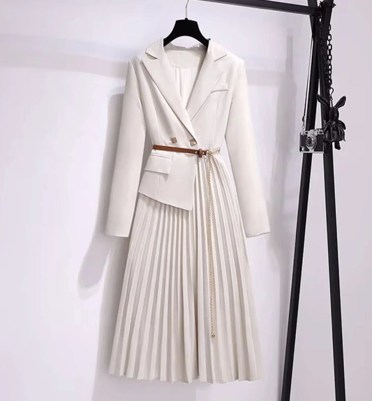 Beige Command Blazer Dress